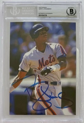 ФОТОГРАФИЯ БЕККЕТТА С АВТОГРАФОМ ДЭРРИЛА КЛУБНИКИ 5X7 ПОДЛИННАЯ MLB БЕЙСБОЛ NY METS - Изображение 1 из 2