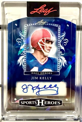 JIM KELLY 2025 Leaf Sports Heroes Hall Blue Color Match Crystal AUTO #4/4 - Image 1 of 2