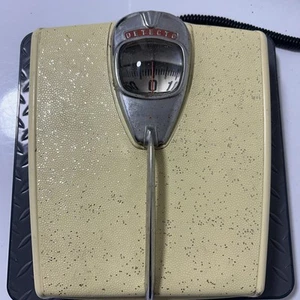 VTG  CREAM WITH SPARKLES ART DECO MID CENTURY DETECTO BATHROOM SCALE - Picture 1 of 9