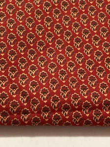 Tiny Geometric Yellow Green Pattern on Red Quaker Quilts Fabric 35" x 44" W - Picture 1 of 3