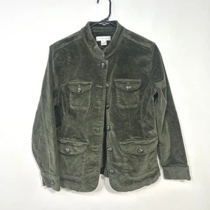 Christopher Banks Olive Corduroy Jacket Small Button Front Pockets Soft Utility - Picture 1 of 7