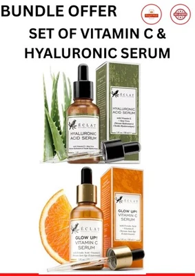 Set Of 2 Vitamin C serum & Hyaluronic Acid Suitable for Anti Ageing/Wrinkle Face - Image 1 of 3