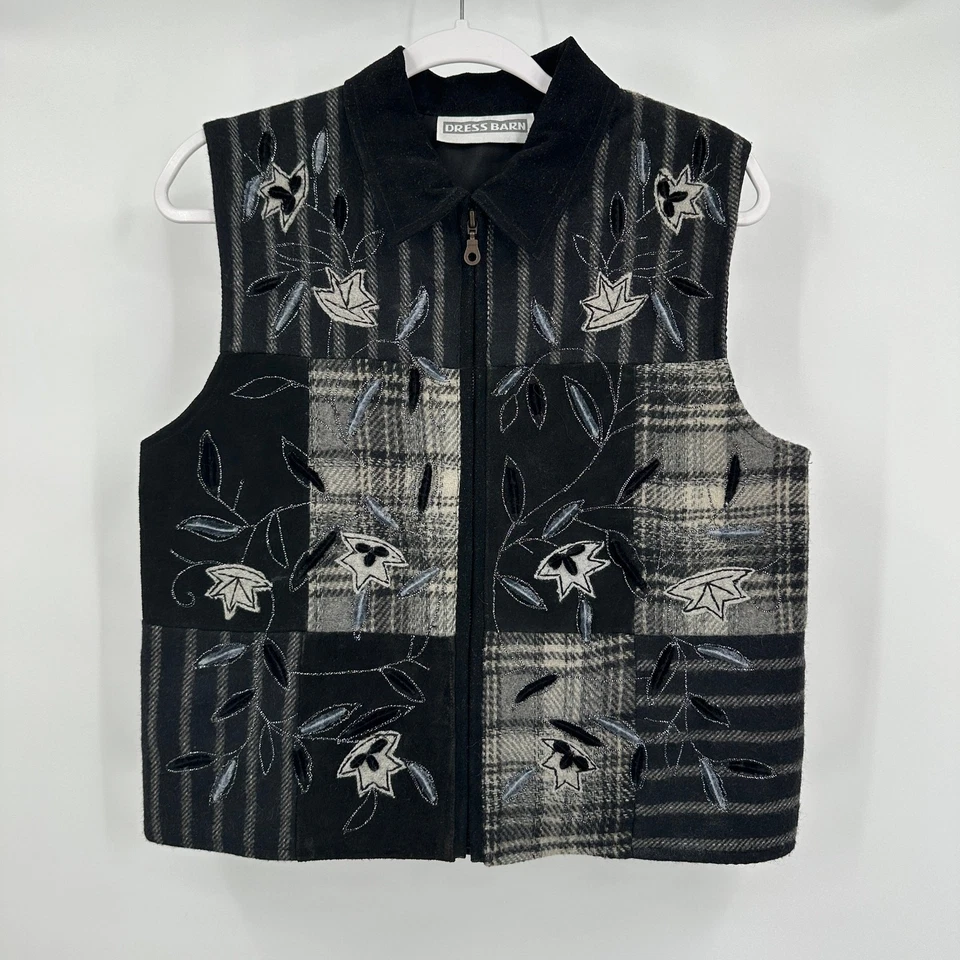 Chaleco de retazos DressBarn para mujer talla M lana gamuza cottagecore rústico artístico Foto 1 de 4