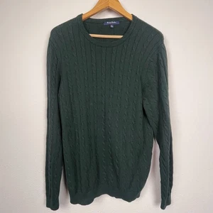 Brooks Brothers XL Evergreen Cable Knit Sweater 100% Cotton Preppy Old Money - Picture 1 of 5