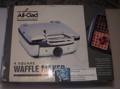 $189 All Clad Waffler 4 Square 6066 Stainless Steel Waffle Maker Missing DripPan - Image 1 of 4