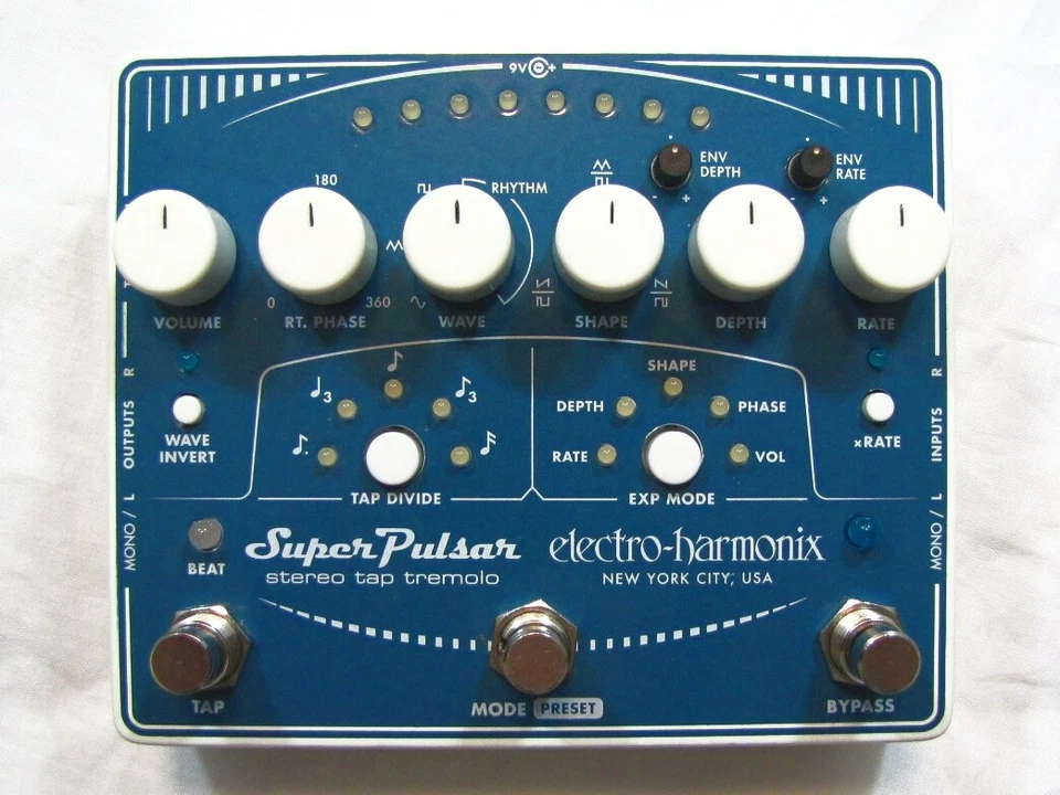 Used Electro-Harmonix EHX Super Pulsar Stereo Tap Tremolo Guitar Effect Pedal - Image 1 of 3