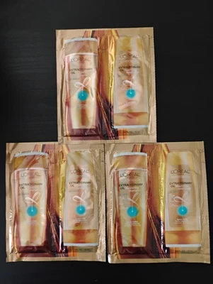 3 L'Oreal Extraordinary Oil Nourishing Shampoo & Conditioner Travel Packet Sets - Image 1 of 2