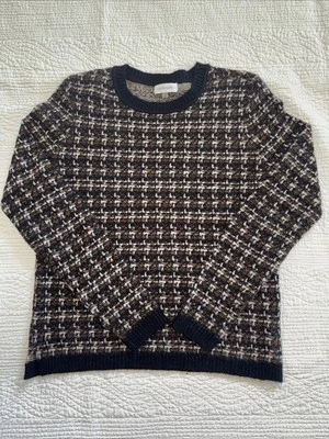 Calvin Klein XS Mujer Suéter Cuello Redondo - Estampado Negro (¿azul marino?) blanco y tostado Foto 1 de 4