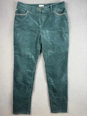 Chico's Pants Womens 1.5 Green Velvet Embellished Rhinestone Straight - Image 1 of 4