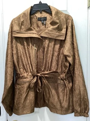Donna Karen Bronze, Belted, Textured Wrap Jacket, Large, New Without Tags - Image 1 of 4