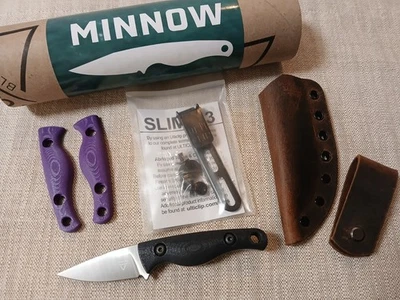 Creely Minnow Fixed Blade Knife New MAGNAMAX Blade Steel Blk+Purple Handle 🇺🇸 - Image 1 of 4