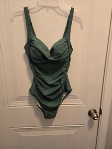 Women's Cupshe Brand New One Piece Bathing Suit- Teal Green - with Gathers - Picture 1 of 2