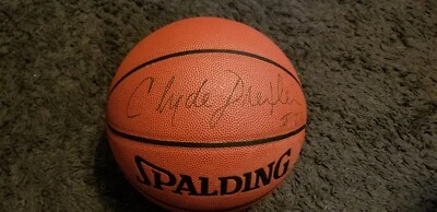 CLYDE DREXLER Autographed Spalding Signed NBA Basketball Rockets Blazers HOF JSA - Image 1 of 4
