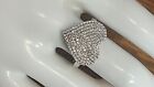 Brilliant Pave Diamond Large Heart  Ring Rhodium Plate Solid Sterling Silver 8.5