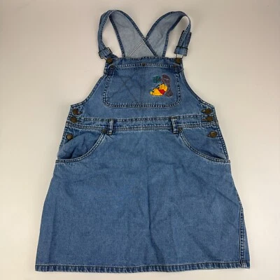 Vintage Winnie the Pooh Overalls Dress Juniors Size  9/10 Embroidered Disney - Image 1 of 4