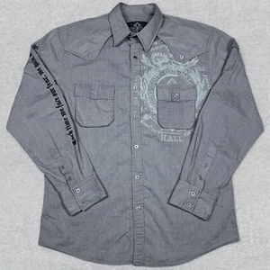 Roar Shirt Men's XL Gray Striped Front Runner Long Sleeve Button Up Western - Picture 1 of 15