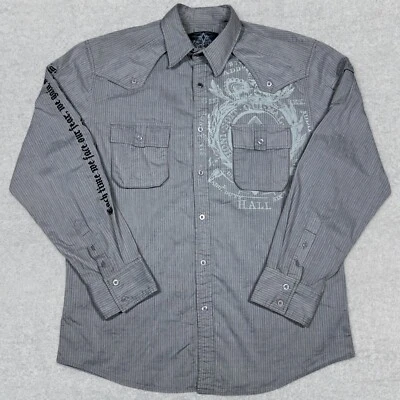 Roar Shirt Men's XL Gray Striped Front Runner Long Sleeve Button Up Western - Image 1 of 4