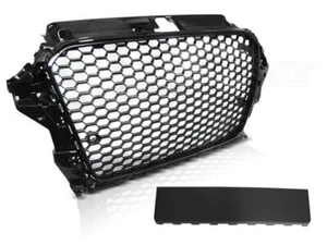 RS3 Style Front Black Gloss Honeycomb Grill For Audi A3 S3 8V 12-16 - Picture 1 of 3