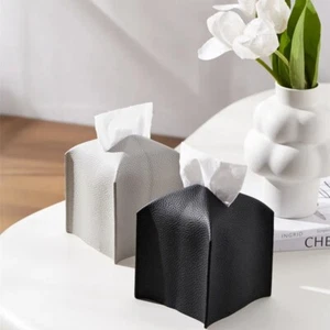 Porta fazzoletti quadrato in pelle - porta/organizer decorativo per bagno - Foto 1 di 16