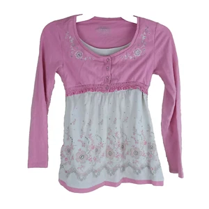 Justice Girl's 4-5 Pink & White Embellished Floral Dress ~ Church Fall Spring - Picture 1 of 12