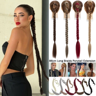 Extensiones de cabello trenzado cola de caballo recto grueso largo fácil trenzado Foto 1 de 4