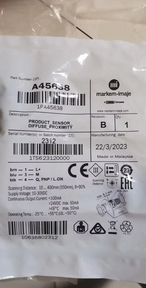 QTY=1PCS  MARKEM-IMAJE   A45638         BRAND NEW   SHIP via  DHL/FEDEX/UPS - Image 1 of 1