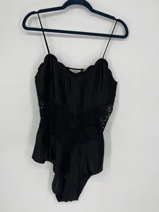 VINTAGE BODYSUIT TEDDY LINGERIE BY DELICATES sz Large Black - Picture 1 of 4