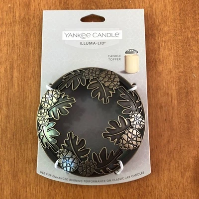 NUEVO Yankee Candle Illuma Tapa Tarro Candle Topper Bronce Hojas de Otoño Piñas Foto 1 de 4