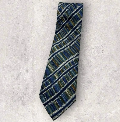 MISSONI Silk Tie ITALY XL Blue Green Brown Tartan W:3.4" EUC - Image 1 of 4