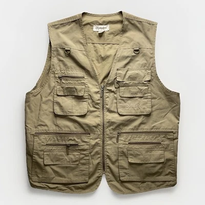 Chaleco utilitario de pesca para hombre OlympinA Caza Pesca Caqui Fotografía 2XL Zip Foto 1 de 4