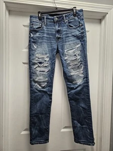 Young Men's American Eagle Distressed Ne(x)t Level Flex Skinny Jeans 33x32 (M60 - Picture 1 of 8
