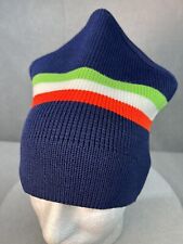 Vintage Wigwam Mill Beanie Winter Hat Sayelle Orlon Acrylic Blue Stripe Gorpcore
