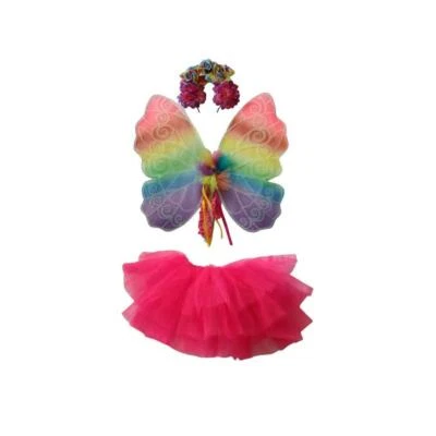Fairy Costume Set With Wings,Tutu,Headband Princess Set Fit Girls Age 4-8(Pink) - Image 1 of 4