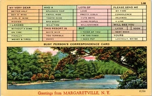 Greeting from Margaretville, Busy Person's Correspondence Card New York Postcard - Picture 1 of 2