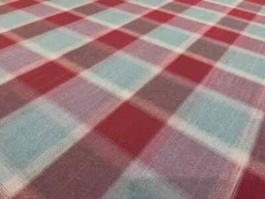 Laura Ashley Penrith Check Cranberry Fabric PER METRE - Picture 1 of 1