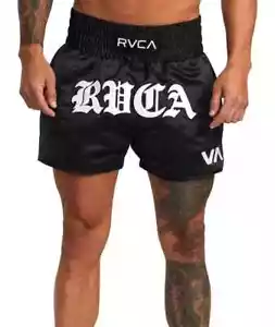 NWT RVCA MUAY THAI 15” BOXING BLACK SHORTS SIZE Med bj penn jui-jitsu $80 rare - Picture 1 of 12
