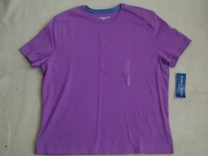 NWT Karen Scott Sport 100% Cotton Short Sleeve Purple Top Size L Large - Picture 1 of 5
