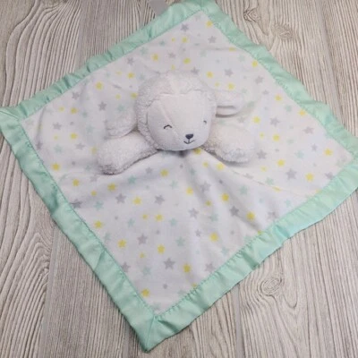 Child of Mine White Lamb Mint Green Lovey Security Blanket Stars Baby Nursery - Image 1 of 4