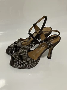Jeffrey Campbell Brown Rhinestone Heels Peep -Toe Sling-back Size UK 3 - Picture 1 of 8