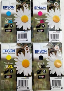 Epson Multipack (4) 18XL Original - Black Cyan Yellow and Magenta OVP 18 Genuine - Afbeelding 1 van 15