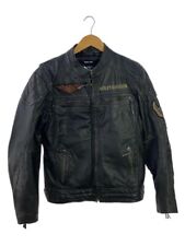 HARLEY DAVIDSON RIDING GEAR Patch Leather Jacket Blouson Size M Sheep BLACK