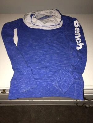 Bench Pullover Sweatshirt Size S Thumb Holes Blue White - Image 1 of 4