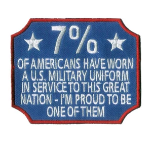 US Veterans - 7% of Americans - 4” X 3 1/4" Embroidered Patch Wax Backed - USA - Picture 1 of 1