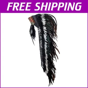 Handmade Feather Headdress - Native American Inspired | Adjustable & Unisex - Picture 1 of 8