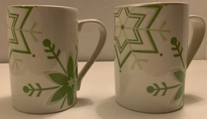 222 Fifth Mug - “Snowflakes Green” Christmas Winter - Picture 1 of 4
