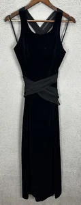 Alex Evenings Maxi Dress Womens 6 Black Velvet Wrap Sleeveless Event Party Vtg - Picture 1 of 9