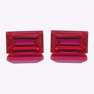 20x16 MM - AAA Natural Flawless Mozambique Ruby Loose Baguette Gemstone Cut Pair - Image 1 of 4