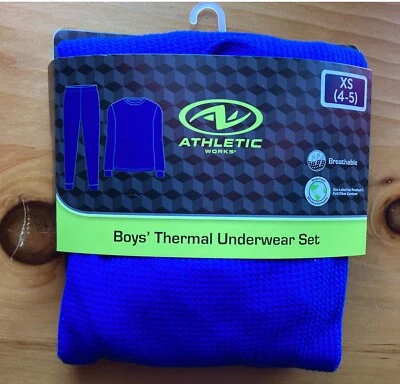 NUEVO Conjunto de ropa interior térmica Top y largo Johns AZUL para niño talla XS (4-5) Foto 1 de 4