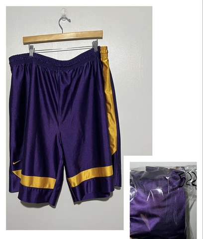 Vintage Los Angeles Lakers Basketball Shorts Nike Team Gold Purple Size 2XL 522 Cover