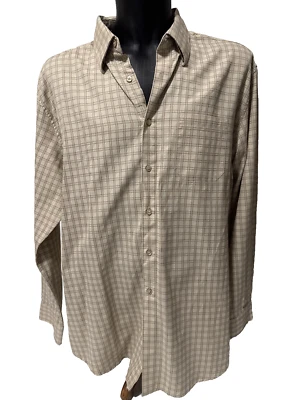 Camisa Joseph Abboud Para Hombre Beige A Cuadros Cuello Abotonado Manga Larga Talla 2XL Foto 1 de 4